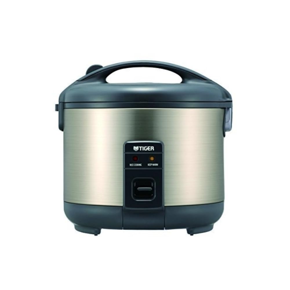 Tiger Rice Cooker - Premium Stainless Steel 8-Cup Rice Cooker with Fuzzy Logic Technology - Fast Cooking and Easy Cleanup - (Urban Satin) Bundle with Rice Container Bin and Washing Bowl (3 Items)