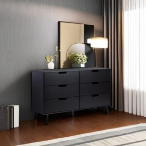 Walker Edison Modern 6-Drawer Dresser Bedroom Storage Organizer, 52 Inch, Black