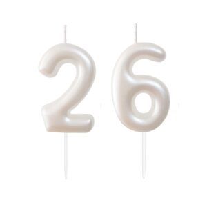 2.36" 26th 62nd number candles birthday gifts for women men birthday decorations birthday candles numbers happy birthday candles for cake 2 candle for women for men (white)