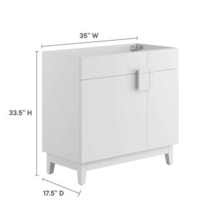 Modway EEI-6400-WHI Miles 36” Bathroom Vanity Cabinet (Sink Basin Not Included), White