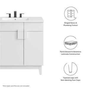 Modway EEI-6400-WHI Miles 36” Bathroom Vanity Cabinet (Sink Basin Not Included), White