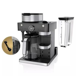 Ninja CFN601 Espresso & Coffee Barista System, Single-Serve Coffee & Compatible with Nespresso Capsule, 12-Cup Carafe, Built-in Frother, Cappuccino & Latte Maker, Black & Stainless Steel (Renewed)