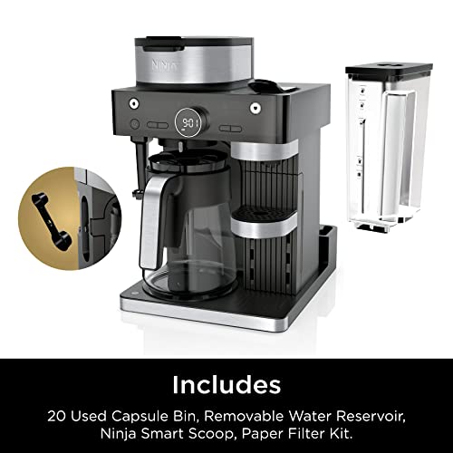 Ninja Espresso & Coffee Barista System, Single-Serve Coffee & Nespresso Capsule Compatible, 12-Cup Carafe, Built-in Frother, Black and Stainless Steel, CFN601C (Canadian Version)