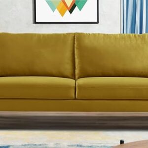 Container Furniture Direct Kent Velvet Sofa for Modern Living Rooms and Compact Spaces, Comfy 3 Seater Couch Studio Apartment Furniture with Sleek Design, Greenish Yellow