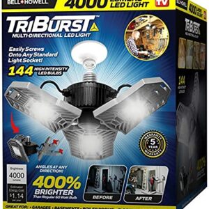 Triburst by Bell+Howell, ASON TV 4000 Lumens / 6500 Kelvin Indoor Lights, Ultra Bright Lighting with 144 LED Bulbs and Multi-Directional Triple Panel Bedroom, Garage, Ceiling Light