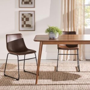 Walker Edison Mid-Century Modern Solid Wood Tapered-Leg Dining Table, 59 Inch, Walnut