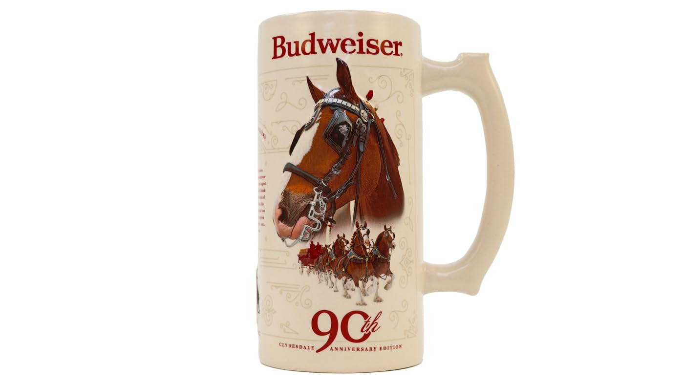 Budweiser 2023 90th Anniversary Limited Edition Clydesdale Holiday Collectors Stein #44 - Ceramic Beer Mug Christmas Gift