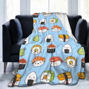 sushi cute pattern blanket, soft blankets flannel bed throw cozy lightweight plush gifts for women men boys girls kids sofa couch bedroom living rooms warm all season, home decor, small 50"x40"