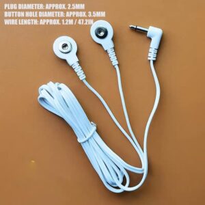 Button Electrode Wire Cable, DC 3.5mm Button Electrode Wire Cable Compatible Wires for Digital TENS Massage Machine,Button Type Electrode 2.5mm Plug Wires Cable 1 to 2 (10)