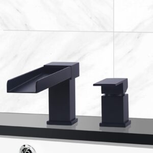 Faucet, Waterfall Bathtub Faucet 2 Hole Roman Tub Faucet Trim Kit Deck Mount Bath Tap Brass Single Handle Waterfall Tub Filler, Bathroom Faucets,Chrome Economic (Color : Matt Black)