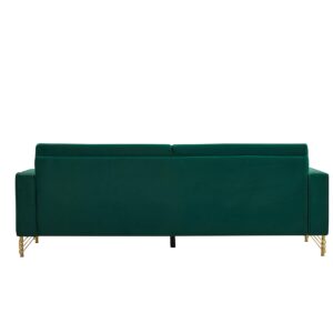 gefayluo 85.43" Large Velvet Sofa Couch, Mid-Century Modern 3-4 Seat Couch with 2 Pillows & Gold Legs for Living Room