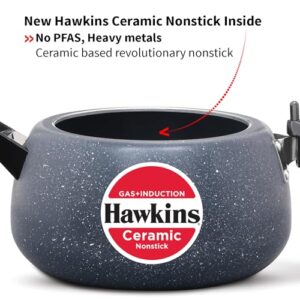 Hawkins 5 Litre Ceramic Nonstick Pressure Cooker, Induction Inner Lid Cooker, Granite Contura shaped Cooker, Best Cooker, Blue (ICC50)