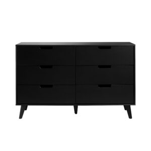 Walker Edison Modern 6-Drawer Dresser Bedroom Storage Organizer, 52 Inch, Black