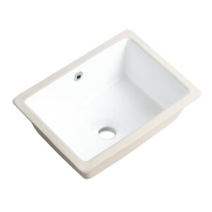 Small Undermount Bathroom Sink 16 Inch White Rectangular Porcelain Ceramic Vanity Basin with Overflow (15.70"x11.69") KDKSC