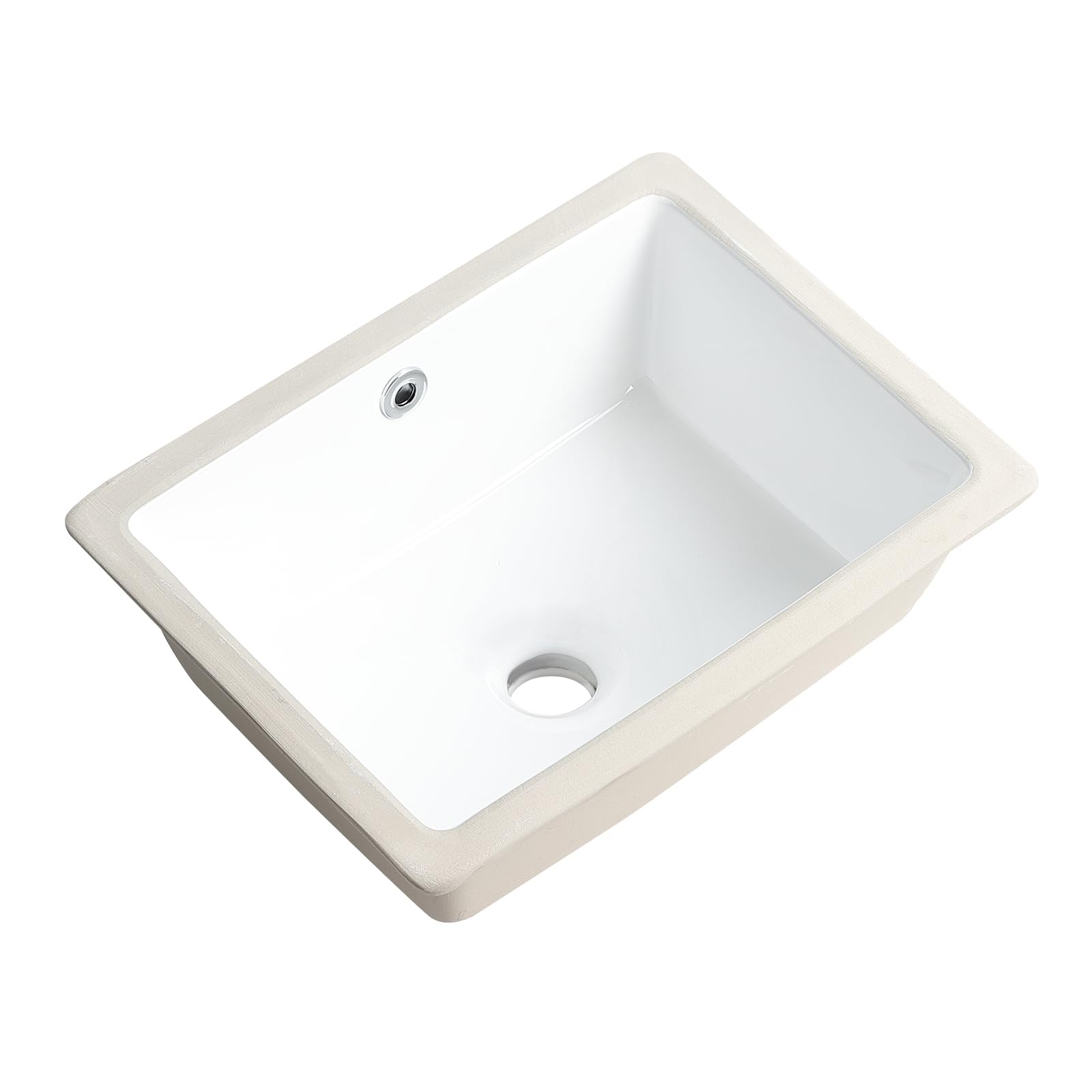 Small Undermount Bathroom Sink 16 Inch White Rectangular Porcelain Ceramic Vanity Basin with Overflow (15.70"x11.69") KDKSC