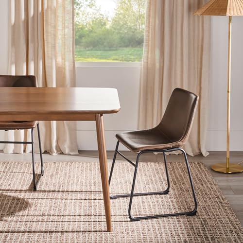 Walker Edison Mid-Century Modern Solid Wood Tapered-Leg Dining Table, 59 Inch, Walnut