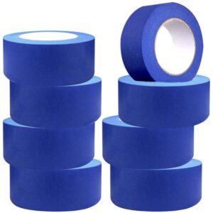 kakamina painters tape 2 inch, 8 rolls blue painters tape, bulk masking tape blue general purpose for arts and crafts, 2 inch x 55 yards (440 yards total)