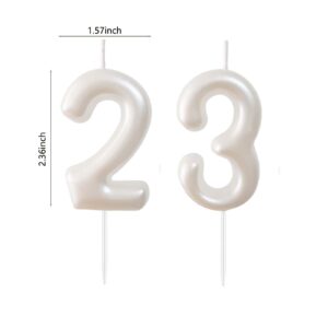 2.36" 23th 32nd Number Candles Birthday Gifts for Women Men Birthday Decorations Birthday Candles Numbers Happy Birthday Candles for Cake 2 Candle for Women for Men (White)