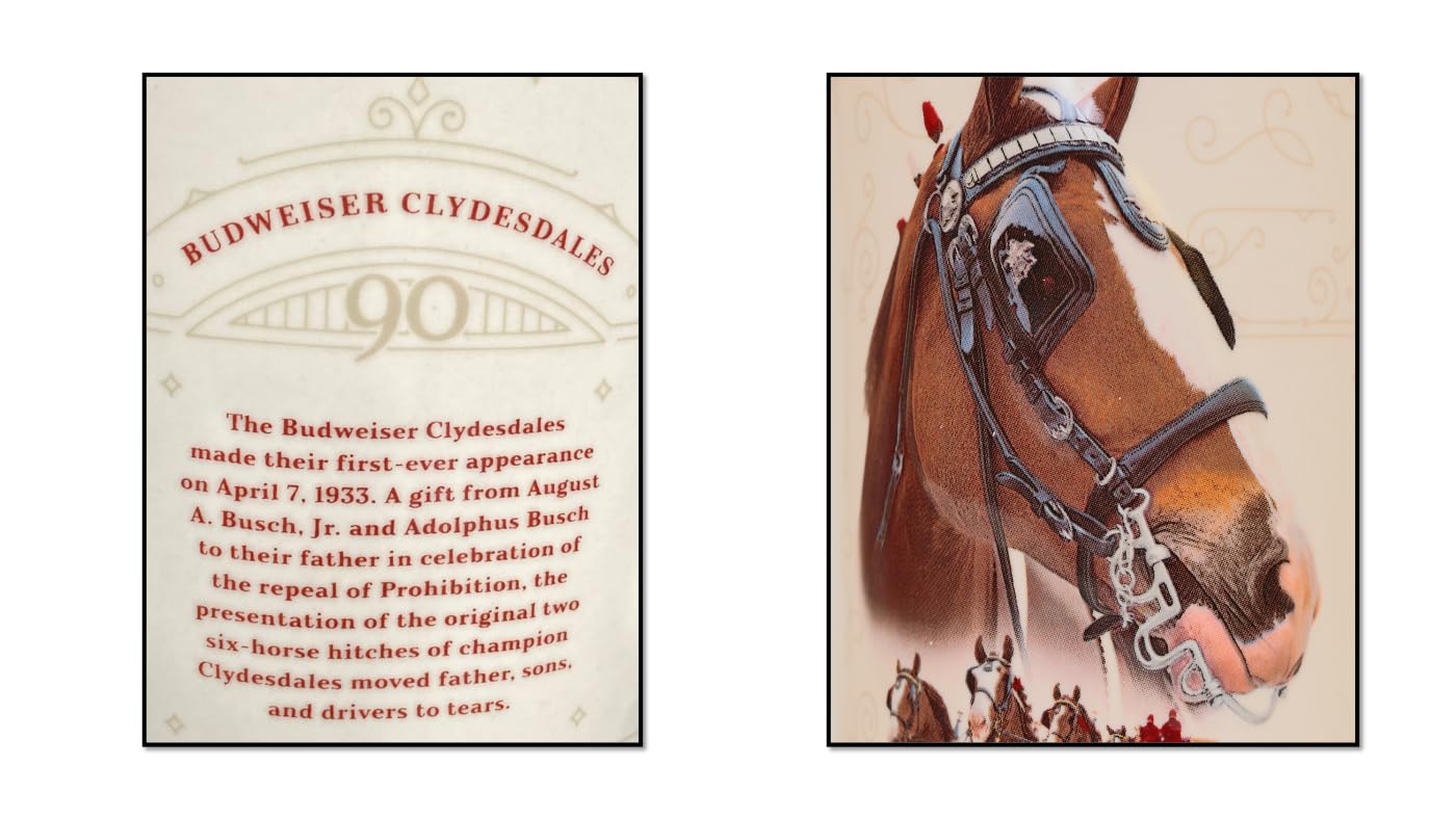 Budweiser 2023 90th Anniversary Limited Edition Clydesdale Holiday Collectors Stein #44 - Ceramic Beer Mug Christmas Gift