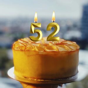 2.76" 27th 72nd Number Candles Birthday Gifts for Women Men Birthday Decorations Birthday Candles Numbers Happy Birthday Candles for Cake 2 Candle for Women for Men (Gold)