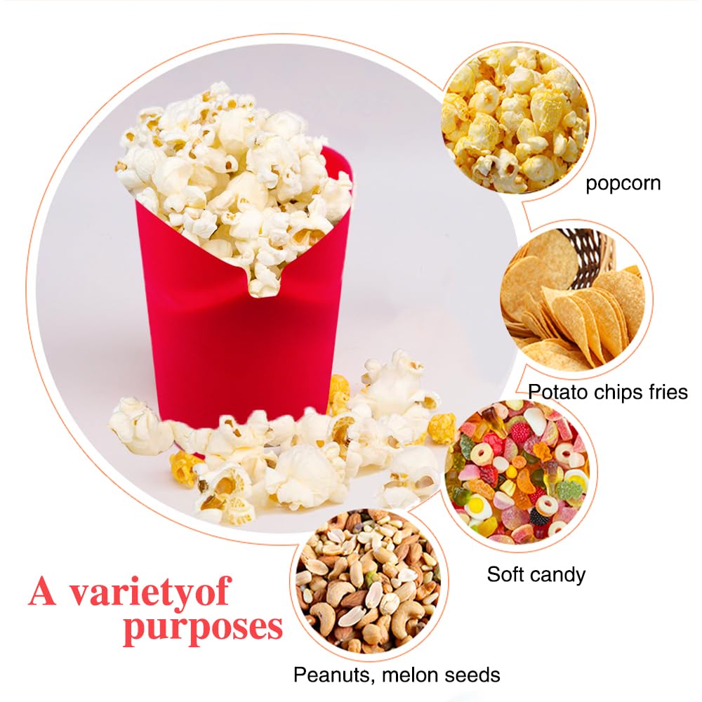 Fglmctsh The Original Microwave Popcorn Popper, Silicone Popcorn Maker Collapsible Bowl BPA -Free, Hot Air Popcorn Maker, No Oil Required (Red, 1)