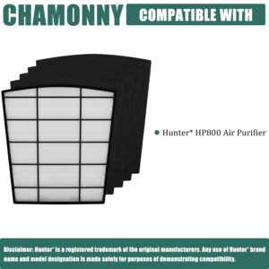 CHAMONNY H-HF800-VP Filter Replacement, Compatible with Hunter HP800 Air Purifier, Part# Part Number H-HF800-VP/H-PF800,1 H13 True HEPA Filters + 4 Pre-filters