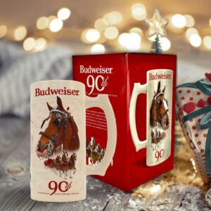 Budweiser 2023 90th Anniversary Limited Edition Clydesdale Holiday Collectors Stein #44 - Ceramic Beer Mug Christmas Gift