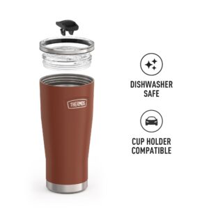 THERMOS ICON SERIES Stainless Steel Cold Tumbler with Slide Lock, 24 Ounce, Saddle