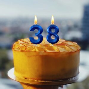 2.76" 25th 52nd Number Candles Birthday Gifts for Women Men Birthday Decorations Birthday Candles Numbers Happy Birthday Candles for Cake 2 Candle for Women for Men (Blue)