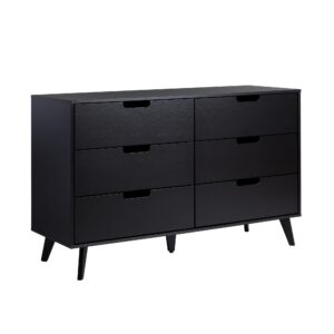 walker edison modern 6-drawer dresser bedroom storage organizer, 52 inch, black