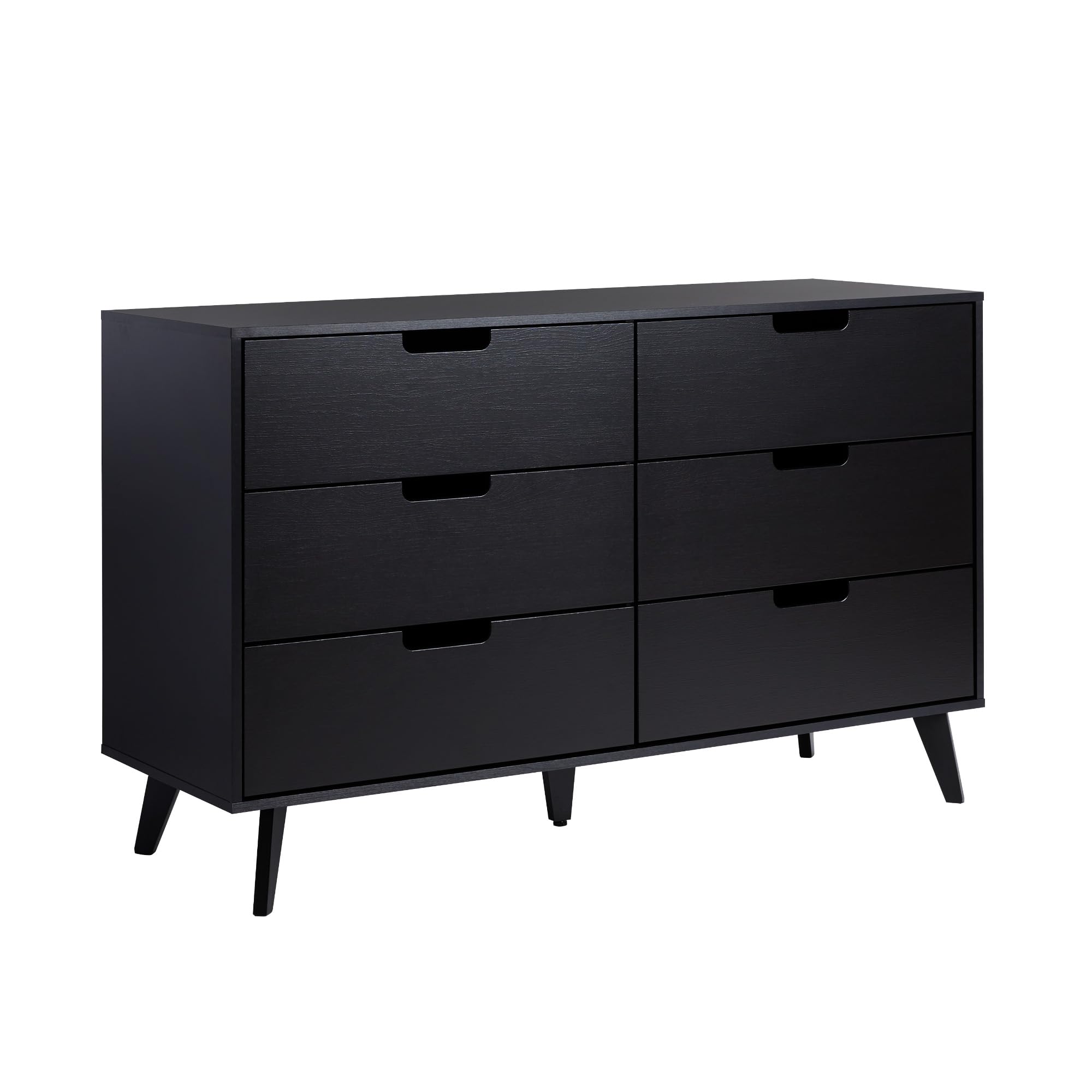 Walker Edison Modern 6-Drawer Dresser Bedroom Storage Organizer, 52 Inch, Black