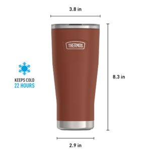 THERMOS ICON SERIES Stainless Steel Cold Tumbler with Slide Lock, 24 Ounce, Saddle