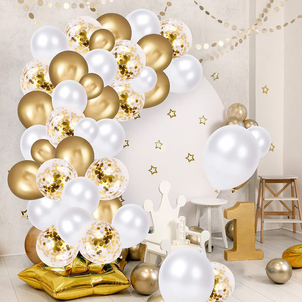 12 inch Pearl White Latex Balloons, 60 pcs Thick Pearl White Balloons for Party Decorations (12inch Pearl white)