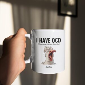 Personalized Obsessive Chicken Disorder Mugs, Customized Name Chicken Coffee Mugs, Chicken Tea Cups, Funny Animal Lovers Cups, Funny Chicken Mugs, Cute White Mug, Funny Mug Gift