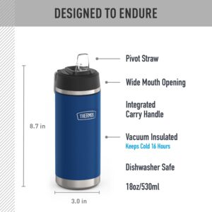 THERMOS ICON SERIES Insulated Water Bottle with Straw Lid - 18 Ounce, Navy - Stainless Steel Vacuum Insulated Water Bottle with Straw Lid