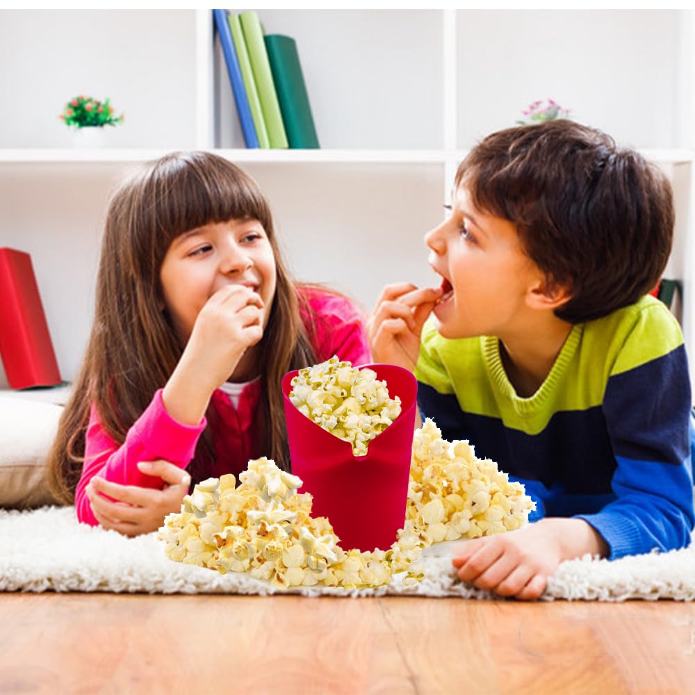 Fglmctsh The Original Microwave Popcorn Popper, Silicone Popcorn Maker Collapsible Bowl BPA -Free, Hot Air Popcorn Maker, No Oil Required (Red, 1)