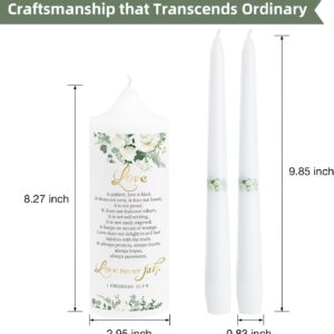 3 Unity Floral Candles for Wedding Ceremony Set with Silver Holder, Wedding Accessories for Reception