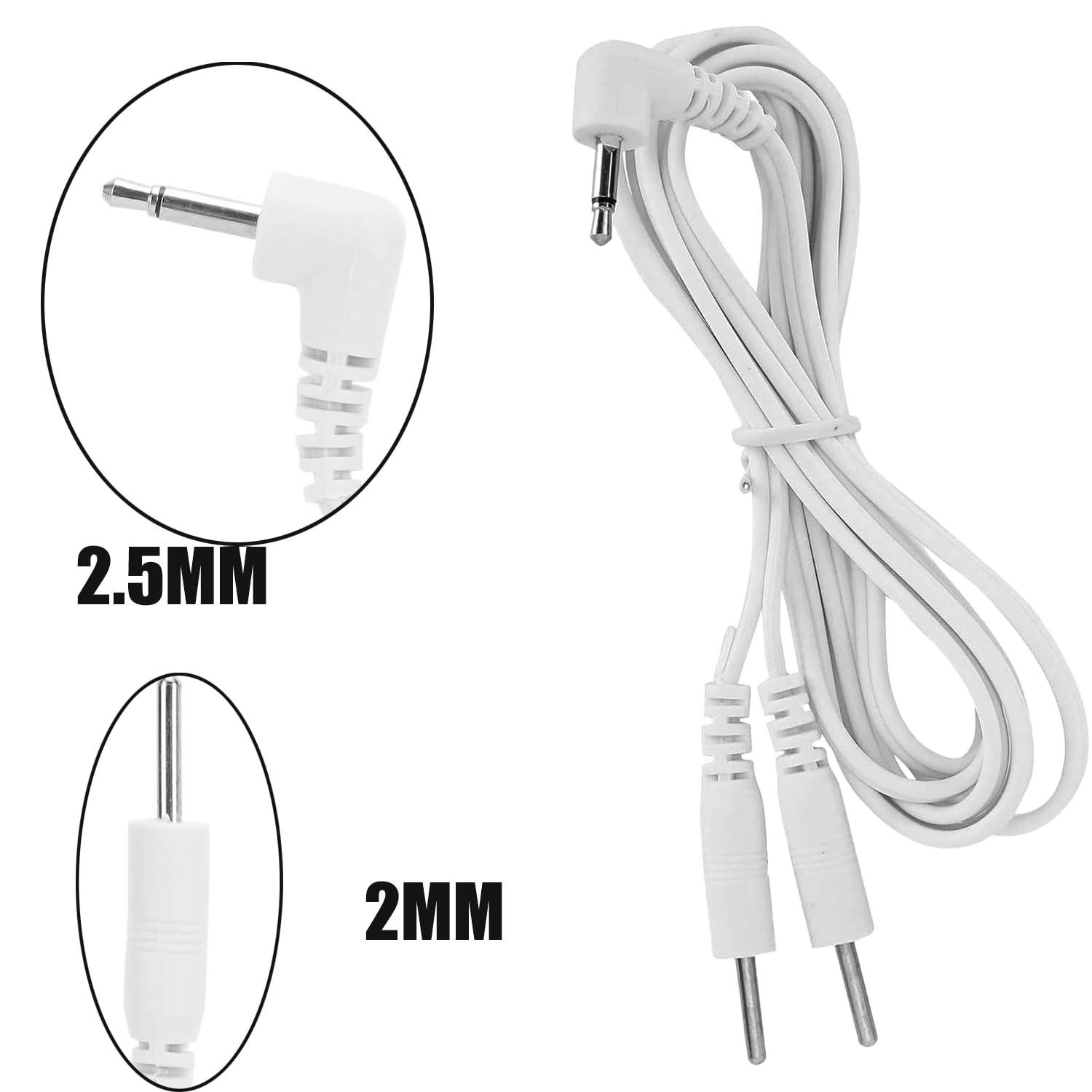 2mm Electrode Wires Cable for TENS Machine Connector Lead Wires,Unit Lead Wires for TENS Electrodes-Pin Electrode Wires-1 to 2,10PCS/Bag (10)