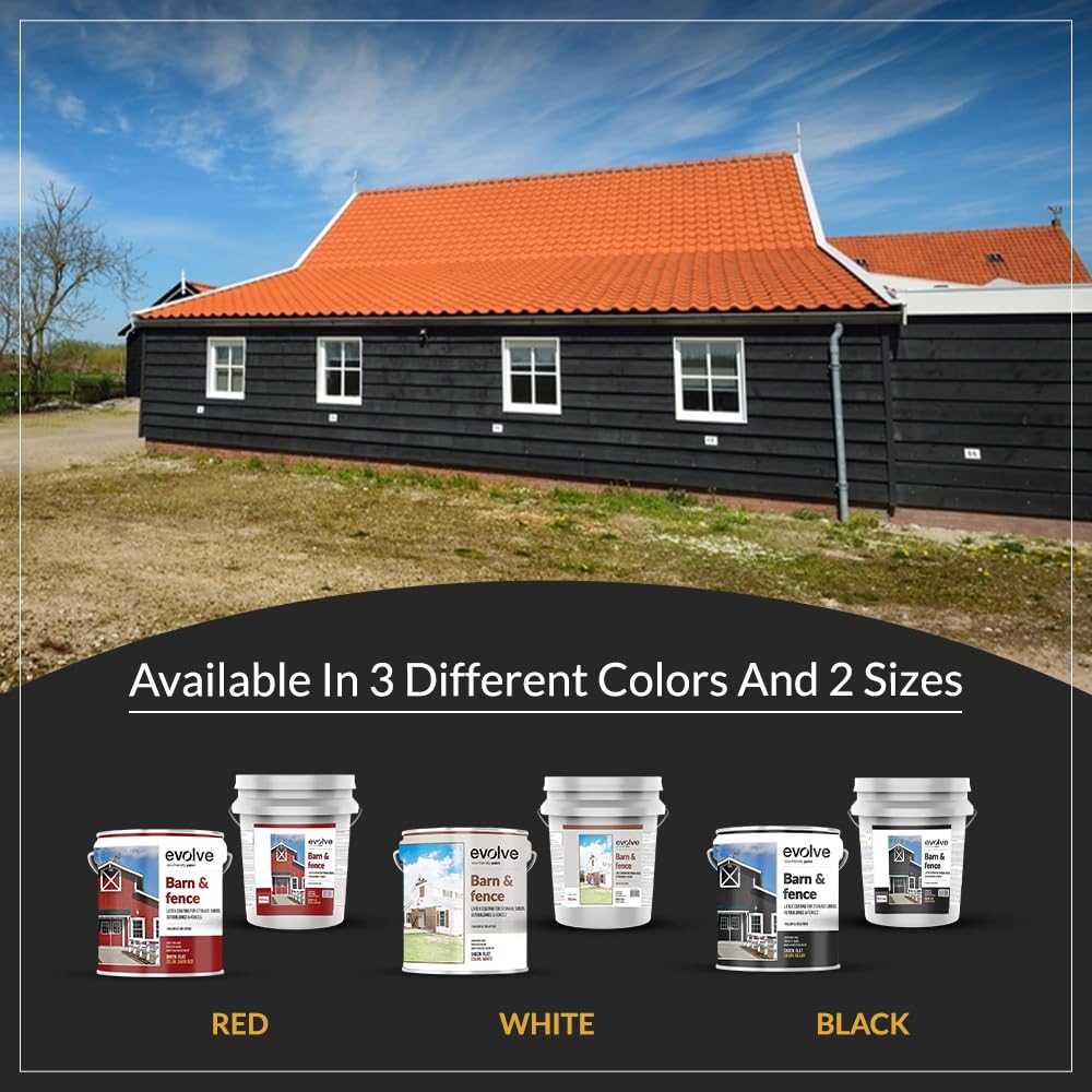 EVOLVE Barn & Fence: Swift Shield High Durability and Scratch-Resistant Paint for Storage Sheds, Outbuildings, and Fences (1 Gallon, Black)