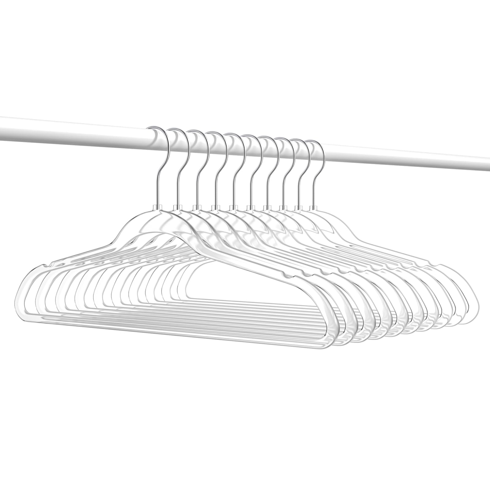 Premium Clear Invisible Acrylic Hangers,Crystal Plastic Hangers,Clear Hangers 50 Pack Ultra Slim & Space Saving Suit Hangers for Coats, Pants & Dress Clothes