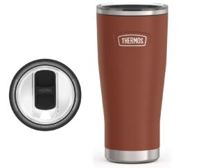 thermos icon series stainless steel cold tumbler with slide lock, 24 ounce, saddle