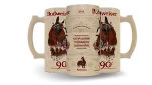 budweiser 2023 90th anniversary limited edition clydesdale holiday collectors stein #44 - ceramic beer mug christmas gift