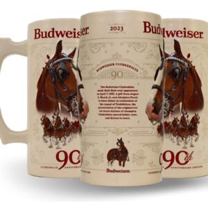 Budweiser 2023 90th Anniversary Limited Edition Clydesdale Holiday Collectors Stein #44 - Ceramic Beer Mug Christmas Gift