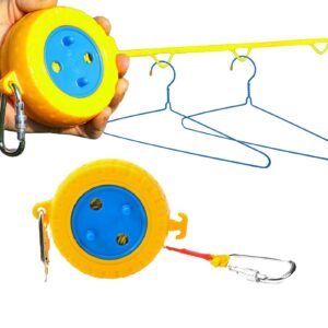 retractable clothesline, 26 feet portable clothesline,clothes line retracting indoor,travel hotel camping 、cruise ship、 backyard 、outdoor/indoor,fv clothesline,with windproof hanging hole(1 piece)