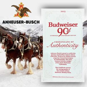 Budweiser 2023 90th Anniversary Limited Edition Clydesdale Holiday Collectors Stein #44 - Ceramic Beer Mug Christmas Gift