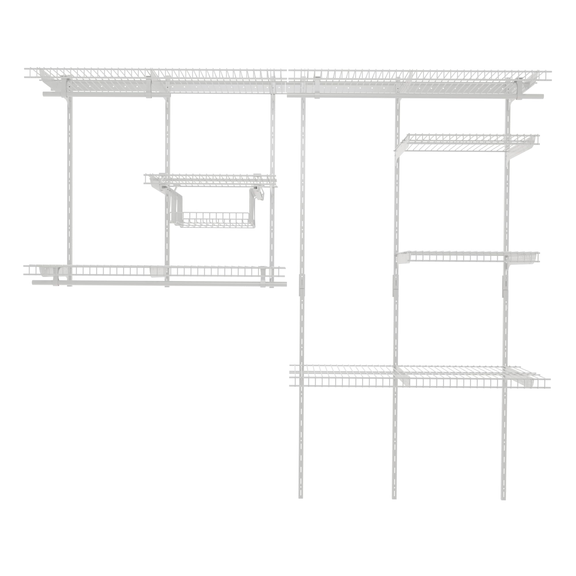 SOH DESIGN Adjustable White Wire Closet Shelf Kit, 6 to 8 FT Expandable Organizer System for Versatile Home Storage