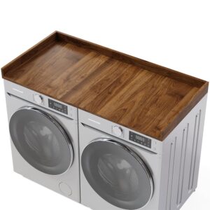 officesimpli washer dryer countertop w non-slip pads, made in usa, laundry room wood topper, washer dryer cover for top, laundry guard, laundry countertop, laminate finish (california walnut)