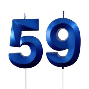 2.76" 59th 95th number candles birthday gifts for women men birthday decorations birthday candles numbers happy birthday candles for cake 2 candle for women for men (blue)