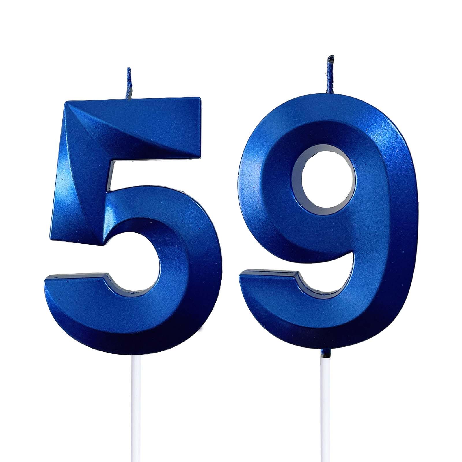 2.76" 59th 95th Number Candles Birthday Gifts for Women Men Birthday Decorations Birthday Candles Numbers Happy Birthday Candles for Cake 2 Candle for Women for Men (Blue)