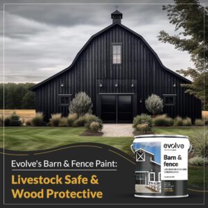 EVOLVE Barn & Fence: Swift Shield High Durability and Scratch-Resistant Paint for Storage Sheds, Outbuildings, and Fences (1 Gallon, Black)